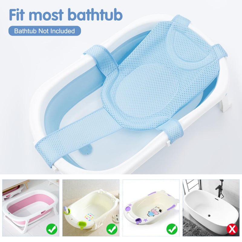 Colorlife Baby Bath Seat Support Net Infant Bathing Seat Support Mat, Adjustable Comfortable Non-Slip Five-Pointed Baby Shower Net Bathtub Sit Up Mesh for Newborn 0-6 Months-Blue(No Bathtub) - Image 3