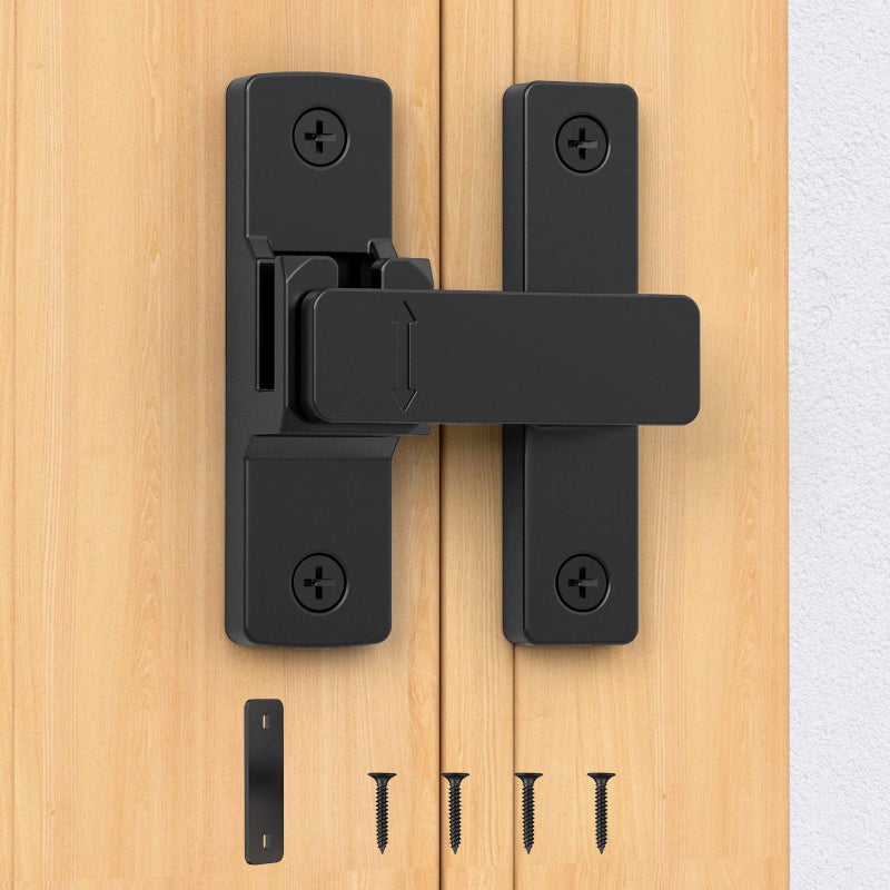 YogePote Barn Door Lock, 90/180 Degree Zinc Hardware Sliding Door Lock, Heavy Duty Flip Safety Door Latch For Screen, Cabinets, Bathrooms, Gardens, Barns, Pet Doors, Window Cabinets (Silver-1Pack) - Image 1