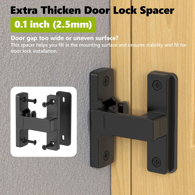 YogePote Barn Door Lock, 90/180 Degree Zinc Hardware Sliding Door Lock, Heavy Duty Flip Safety Door Latch For Screen, Cabinets, Bathrooms, Gardens, Barns, Pet Doors, Window Cabinets (Silver-1Pack) - Image 3