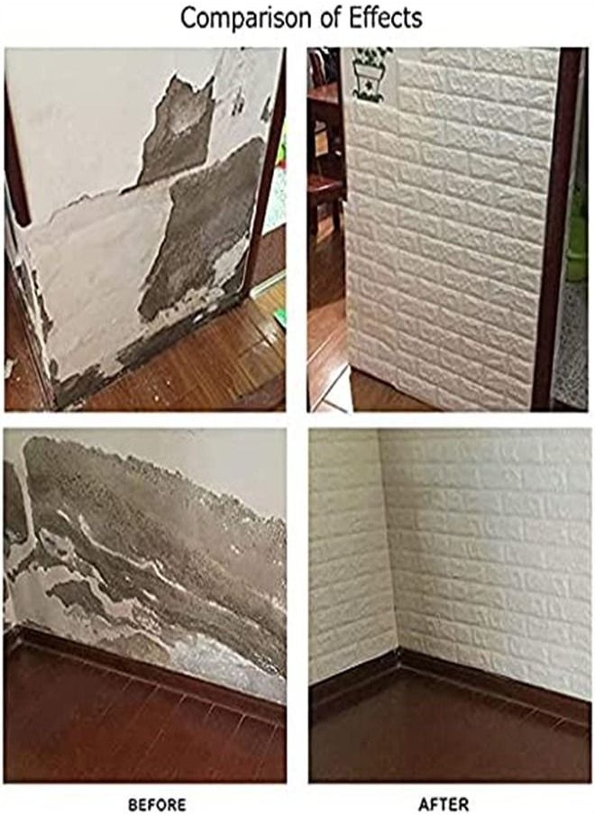 ORiTi - 70x77cm PE Foam 3D Wall Stickers Safty Home Decor Wallpaper ,white(10 Pack) - Image 1
