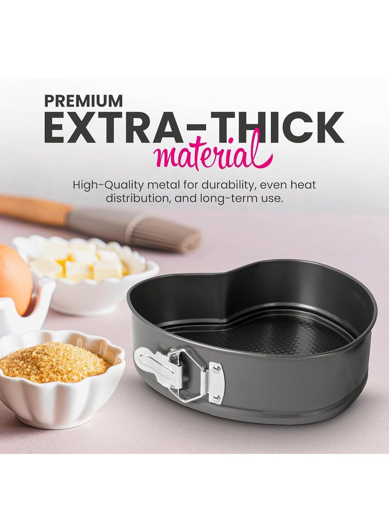 طقم قوالب كيك زنبركية 3 أشكال (قلب – دائري – مربع) بقاعدة قابلة للإزالة – مقاوم للتسرب - Image 4