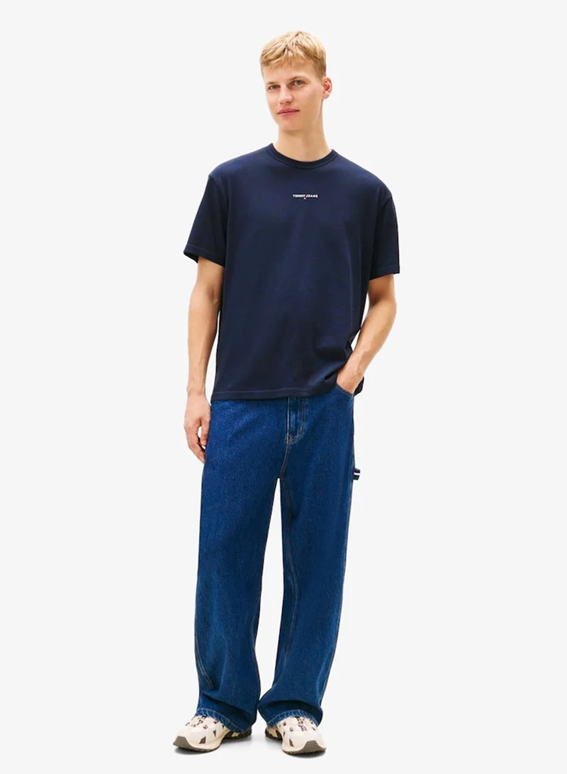 TOMMY JEANS  Linear Logo Embroidery Relaxed T-Shirt for Men | Best Price UAE