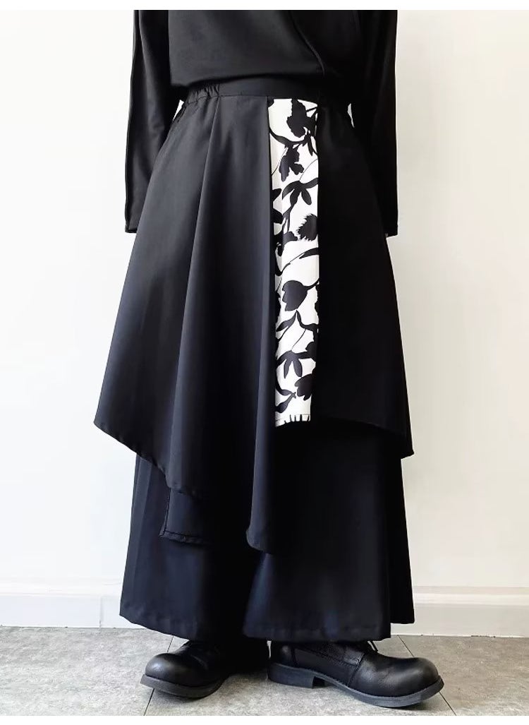 Generic - Yohji Yamamoto Inspired Skirt-Pants Hybrid for Men 511# Black - Image 1