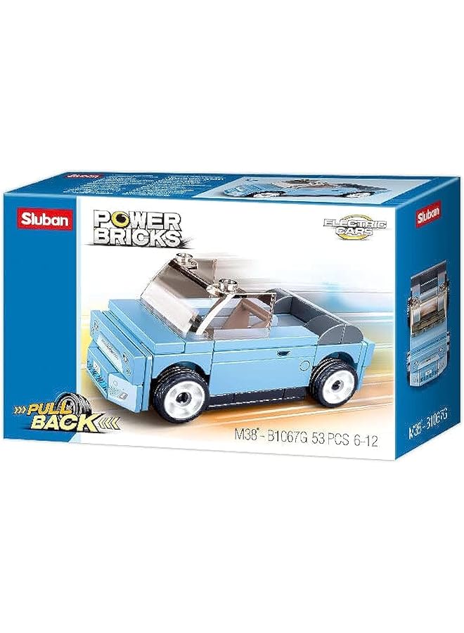 Sluban Power Bricks Series Cyan Electric Vehicle Building Blocks 53 Pcs For Age 6 Plus Years Old
