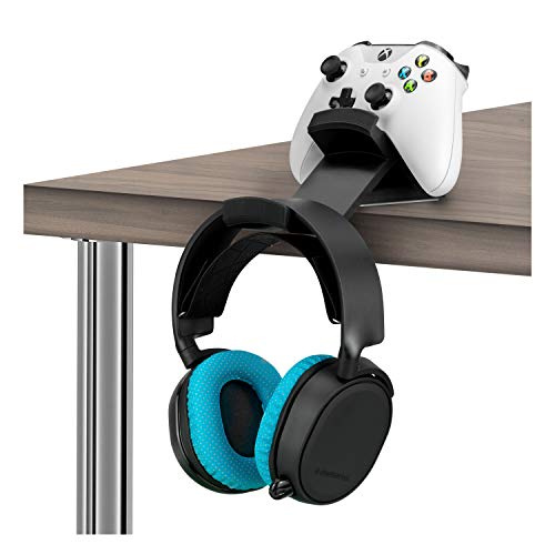 BRAINWAVZ The Titan - Desktop Gamepad Controller & Headphone Hanger Holder - Designed for Xbox ONE, PS4, PS3, Dualshock, Switch, PC, Steelseries, Steam & More, Reduce Clutter, Black - Image 1