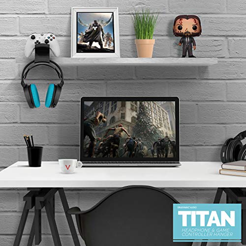 BRAINWAVZ The Titan - Desktop Gamepad Controller & Headphone Hanger Holder - Designed for Xbox ONE, PS4, PS3, Dualshock, Switch, PC, Steelseries, Steam & More, Reduce Clutter, Black - Image 5
