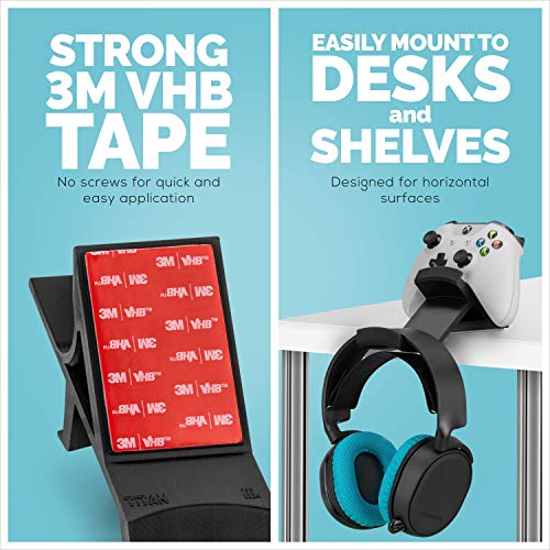 BRAINWAVZ The Titan - Desktop Gamepad Controller & Headphone Hanger Holder - Designed for Xbox ONE, PS4, PS3, Dualshock, Switch, PC, Steelseries, Steam & More, Reduce Clutter, Black - Image 3