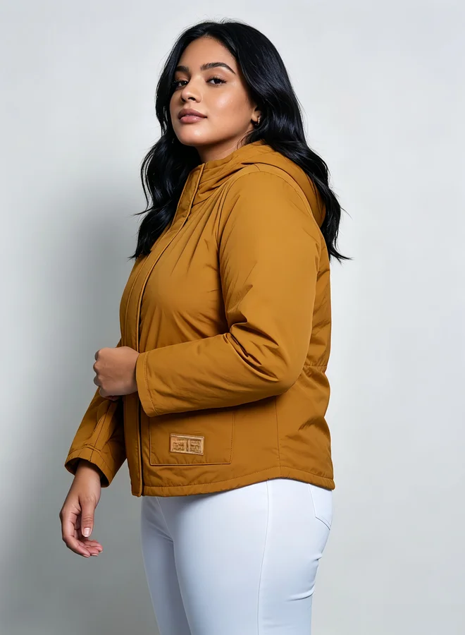 Take Two Plus Size Hooded Zip-Up Jacket With Pockets
