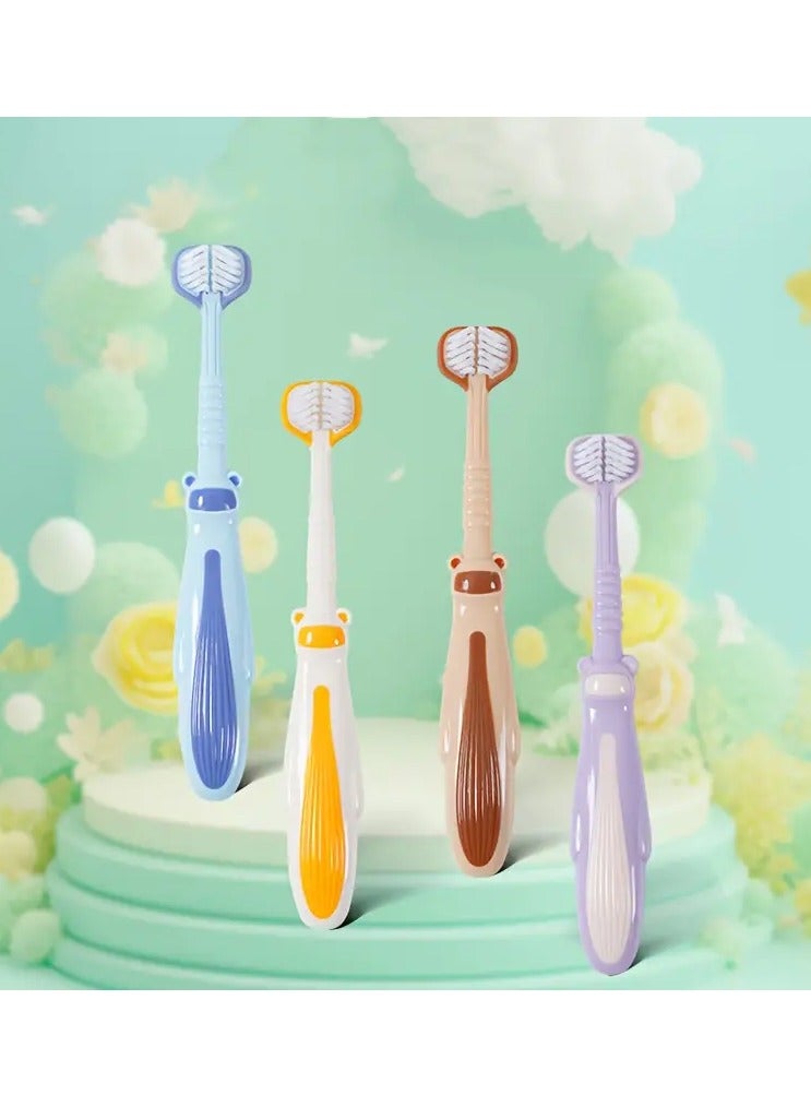 Ucanbe 2pcs 3-Sided Kids Toothbrush with Soft Bristles, Children Training Toothbrushes for Age 3+, Cute Cartoon Bear Toothbrush - Gentle on Sensitive Gums, Deep Clean for Effective Oral Care  - Image 5