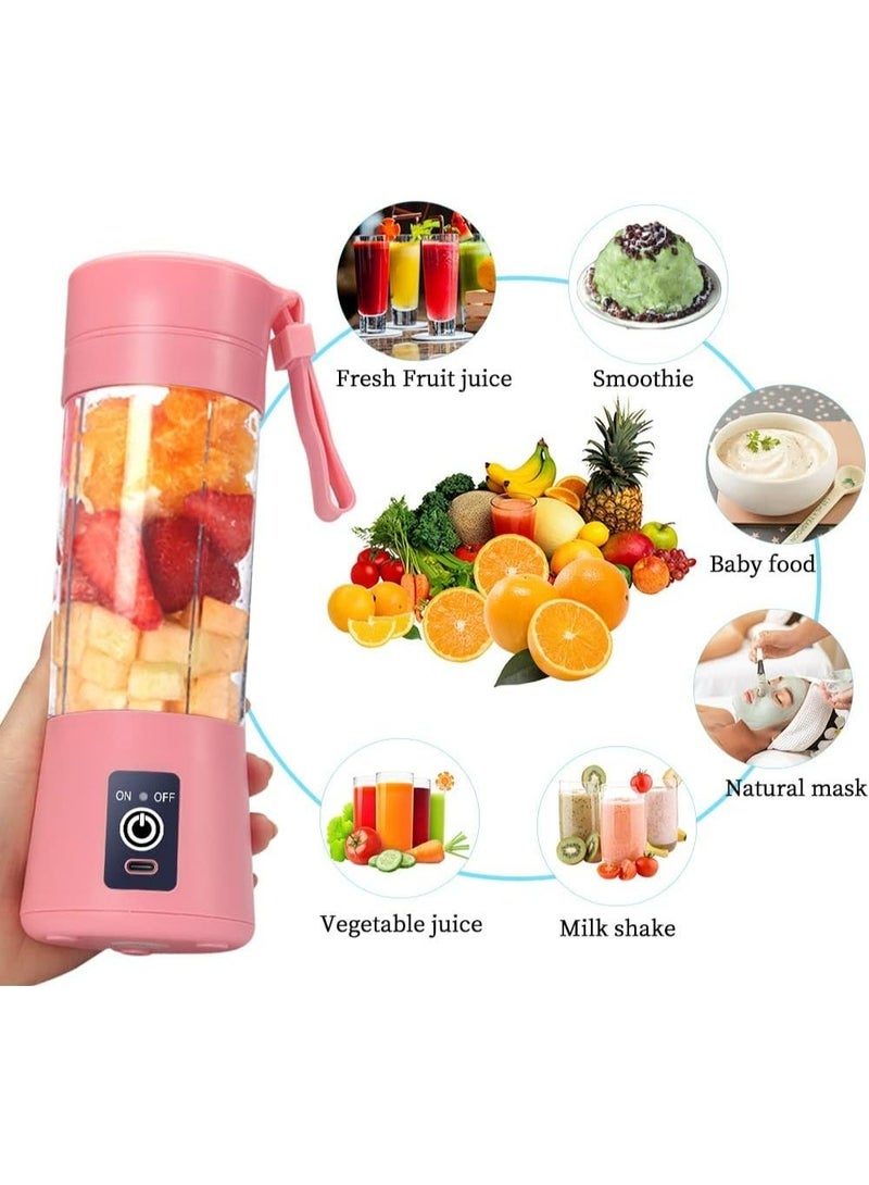 خلاط شخصي محمول للعصائر والسموثي - كوب خلط كهربائي 380 مل بـ 6 شفرات - قابل للشحن USB - مثالي للسفر والجيم وتحضير طعام الأطفال - Image 4