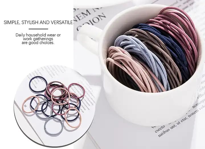 GITGRNTH Hair Band for Women & Girls - Rubber Band - Elastic Ponytail Hairband Ties Accessories Soft Cotton Stretchable Rubber Bands, Non-Slip For Medium, Thick & Thin Hair, Pain-Free (Multi-colored) (Rubber_50 Piec, Regular) - Image 4