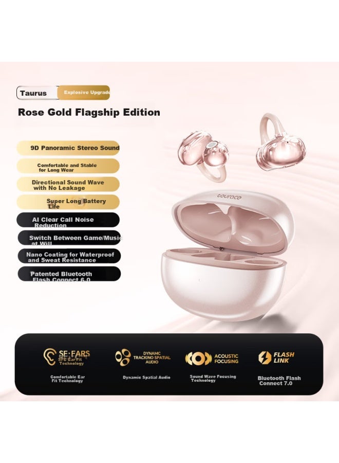 Tourace Ai Bluetooth Earphones, Clip-on Berlin Sound Level Bone Conduction Concept Wireless Open-ear Running Sports Headphones With Call Noise Reduction, Suitable For Huawei, Xiaomi, Apple