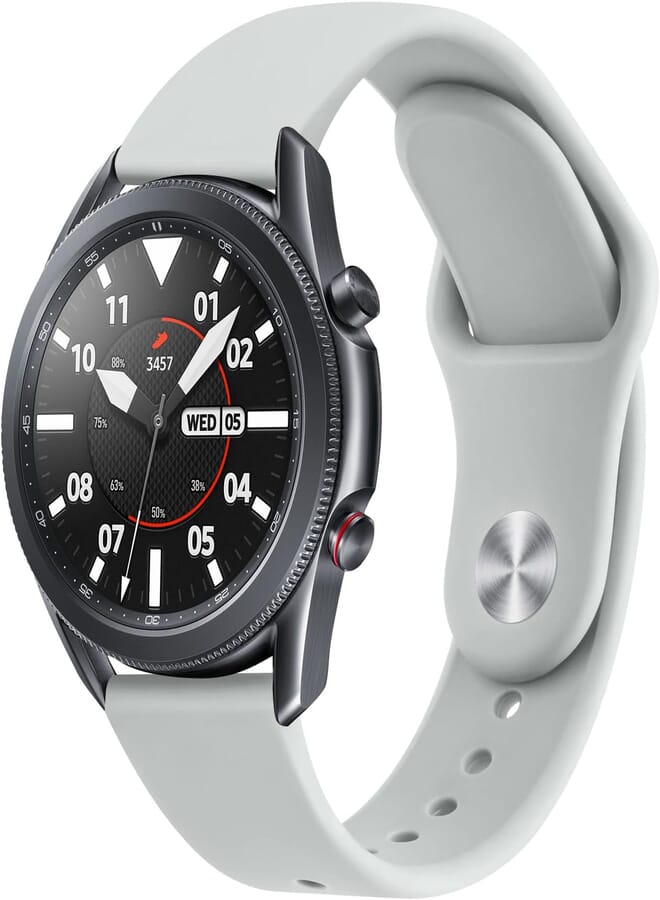 Mugust Strap for Samsung Galaxy Watch 3 Band 45mm Women Men, 22mm Adjustable Soft Silicone Sport Strap Replacement Band for Galaxy Watch 3 Bands 45mm (Grey)