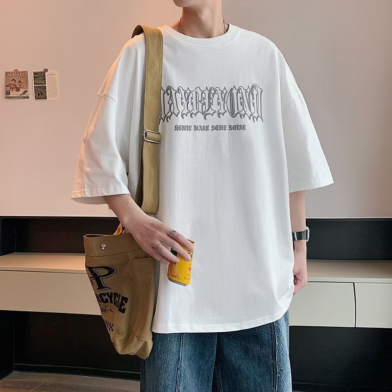 brown Men's T-shirt Summer Pure Cotton Short-sleeved Loose Hong Kong Style Half-sleeved Fashion Brand American Style Vintage T-shirt Top - Image 4