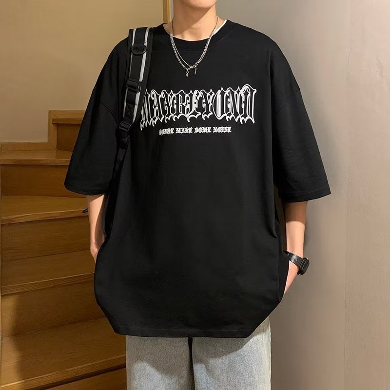 brown Men's T-shirt Summer Pure Cotton Short-sleeved Loose Hong Kong Style Half-sleeved Fashion Brand American Style Vintage T-shirt Top - Image 3