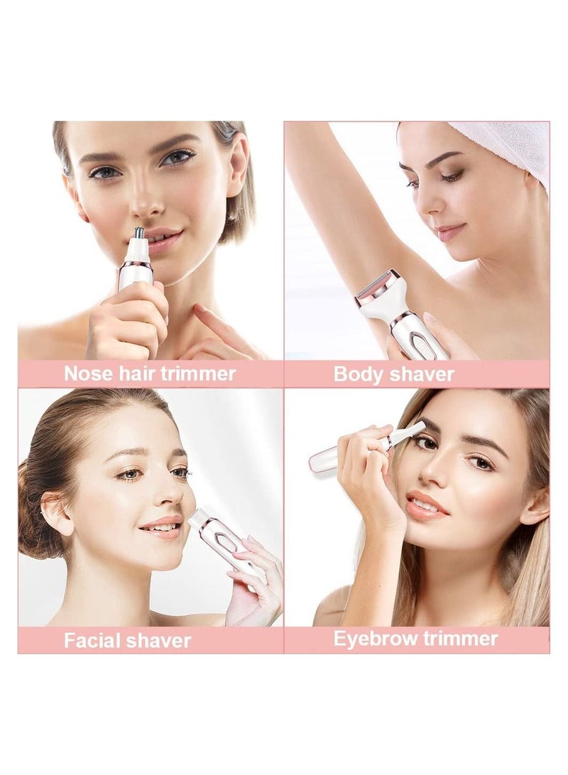 SYOSI 4 in 1 Electric Razor for Women, MAKINGTEC Lady Electric Shaver Hair Remover for Face Legs Nose Underarm, Portable Bikini Trimmer Wet & Dry Cordless Hair Removal with Detachable Head, White - Image 5
