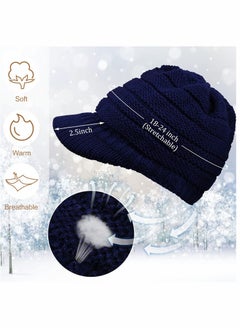 SYOSI Men/Women warm soft knitted ponytail brimless beanie, 3 pcs for winter outdoor snow  - Image 4