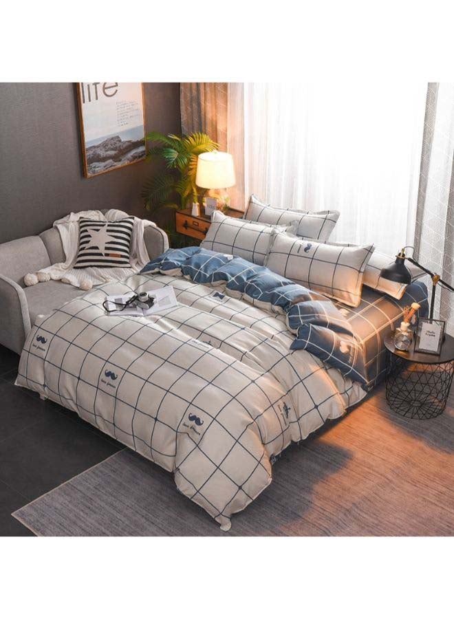 NIBEMINENT 4-Piece European Style Printed Duvet Cover Set polyester Beige/Blue - Image 1