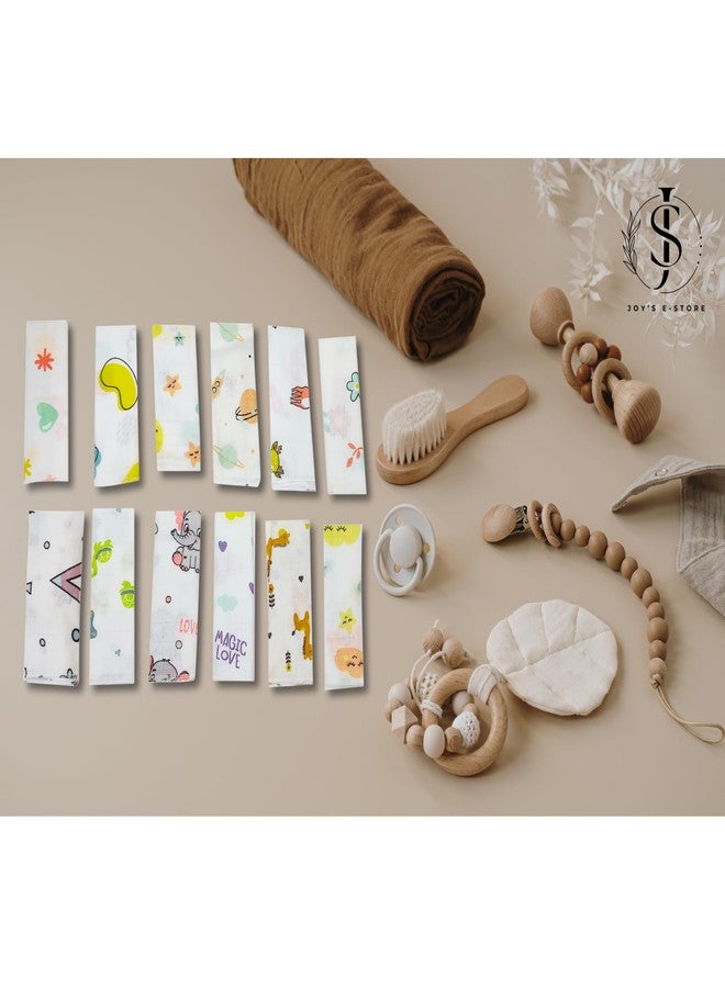 JOY'S E-STORE Muslin Cotton Baby Washcloths for Newborns � Ultra Soft, Absorbent, Reusable Face Towels | 25x25 cm | Pack of 12 | Soft Hankies for Babies - WCM12 Combo P2 - Image 4