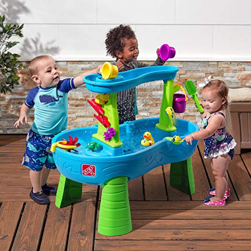 Step2 Rain Showers Splash Pond Water Table, Kids Water and Sand Activity Sensory Playset, Summer Outdoor Toys, 13 Piece Water Toy Accessories, For Toddlers 1.5+ Years Old, Blue & Green - Image 2