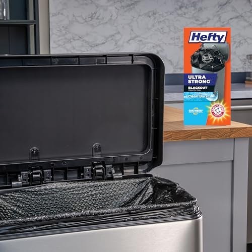 Hefty Ultra Strong 13 Gallon Trash Bags, Black Tall Kitchen Trash Bags 13 Gallon Size, Break Resistant Drawstring Enclosure, Continuous Odor Control, Blackout, Clean Burst Scent, 40 Bags - Image 2