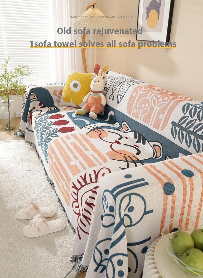 Sofa Slipcover 3 Seater Sofa Cover Double Side Couch Covers Washable Sofa Blanket,Sofa towels can be used on both sides,Four season universal sofa cover,Knitted universal sofa towel Nordic Ins style cover cloth full cover sofa cushion cover blanket,Super Stretchable Wrinkle-free Full Coverage Couch Slipcover Exquisitely Detailed Slip Flexible Resistant Jacquard Sofa Cover Cream 180*230cm  - Image 3