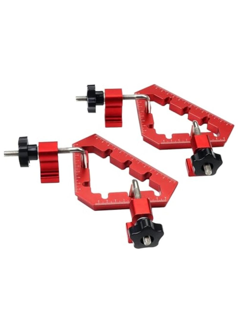 SOLARAE 2PCS Clamping Squares For Woodworking, Square Ruler Auxiliary Fixture, Splicing Board Positioning Panel Fixed Clip,  45/90 Degree Clamp Triangle Right Angle Clamp 6.1x3.54x3.54” Aluminum Alloy Red - Image 1