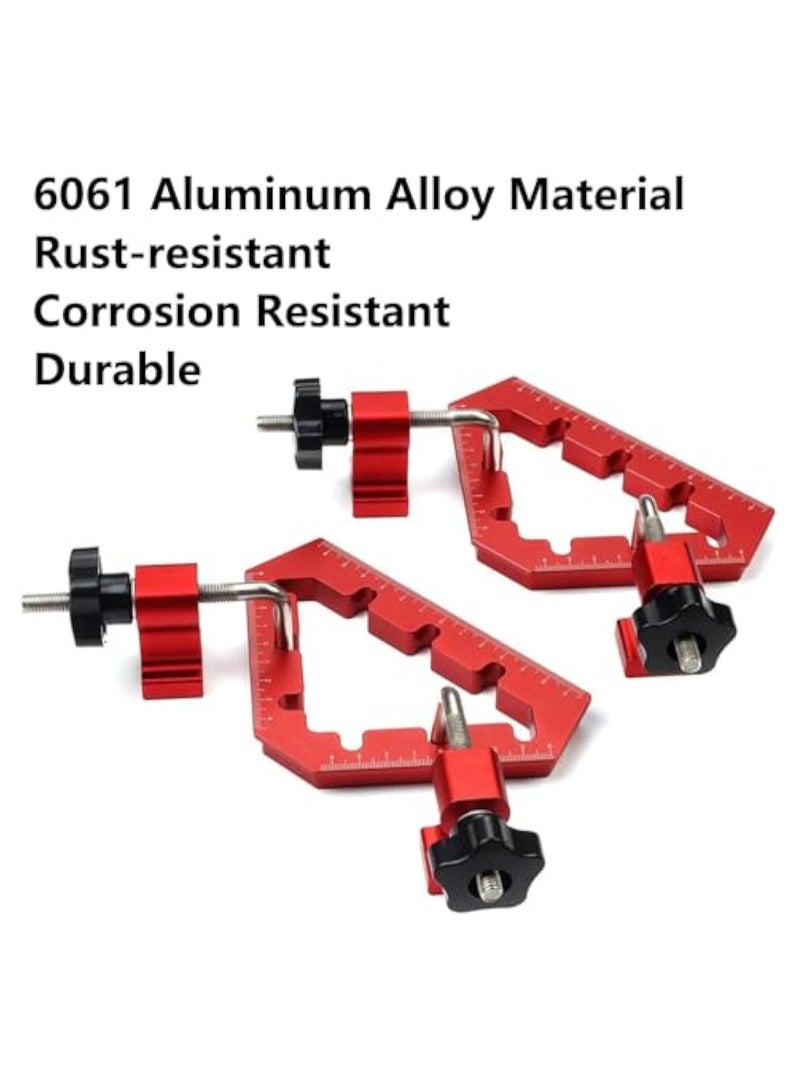 SOLARAE 2PCS Clamping Squares For Woodworking, Square Ruler Auxiliary Fixture, Splicing Board Positioning Panel Fixed Clip,  45/90 Degree Clamp Triangle Right Angle Clamp 6.1x3.54x3.54” Aluminum Alloy Red - Image 4