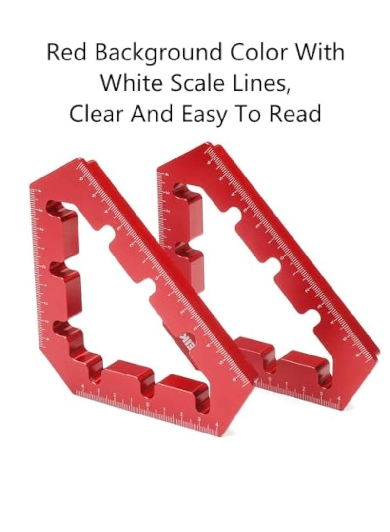 SOLARAE 2PCS Clamping Squares For Woodworking, Square Ruler Auxiliary Fixture, Splicing Board Positioning Panel Fixed Clip,  45/90 Degree Clamp Triangle Right Angle Clamp 6.1x3.54x3.54” Aluminum Alloy Red - Image 3