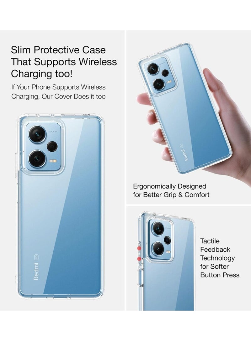 Techie حافظة هاتف Redmi Note 12 Pro 5G مصنوعة من مادة TPU ذات زاوية ناعمة وشفافة ومضادة للصدمات ومضادة لبصمات الأصابع وغطاء خلفي واقٍ شفاف  - Image 4