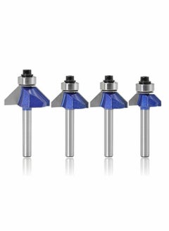 NIBEMINENT 45 Degree Chamfer Router Bit Set, 1/4 Inch Shank Industrial Grade Top End Bearing Bevel Edge, Ideal for Angled Edges  - Image 1