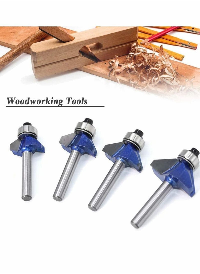 NIBEMINENT - 45 Degree Chamfer Router Bit Set, 1/4 Inch Shank Industrial Grade Top End Bearing Bevel Edge, Ideal for Angled Edges - Image 1