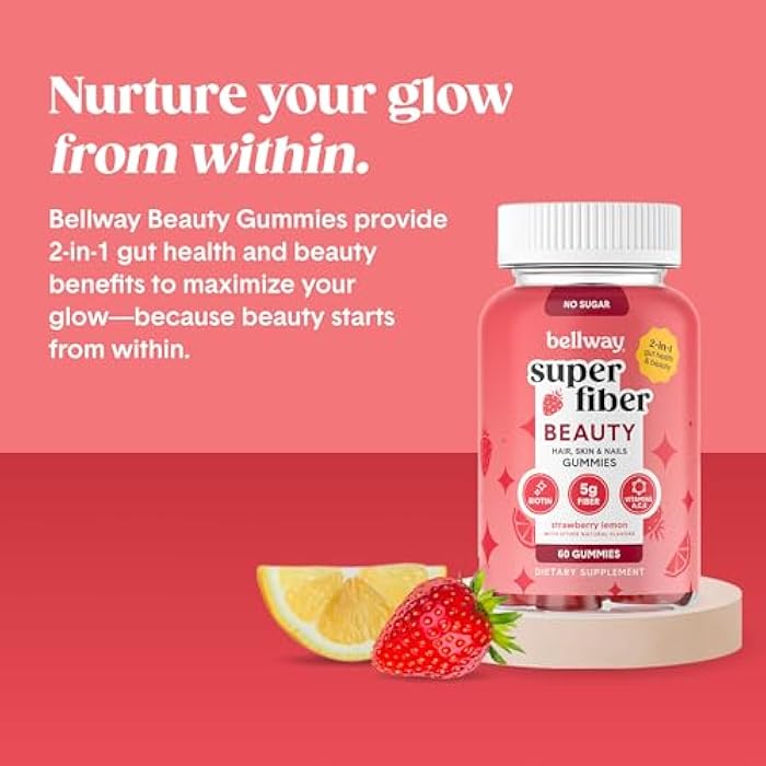 Bellway Super Fiber Gummies + Beauty – Sugar Free Fiber Supplement with Biotin & Vitamins A C E – Supports Digestive Health, Skin, Hair & Nails - 60 Count - Image 3