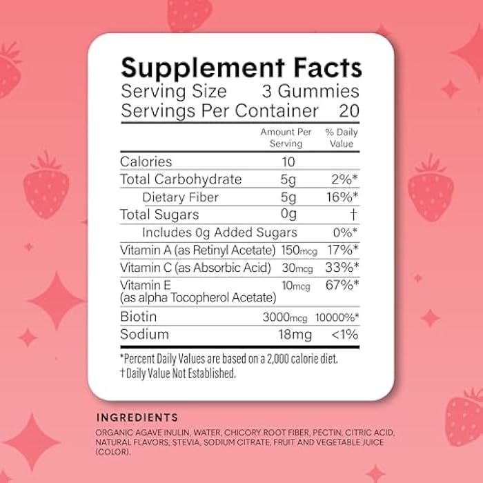 Bellway Super Fiber Gummies + Beauty – Sugar Free Fiber Supplement with Biotin & Vitamins A C E – Supports Digestive Health, Skin, Hair & Nails - 60 Count - Image 5