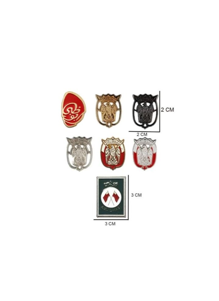 RYN Abu Dhabi 2D Sticker Badge UAE Abu Dhabi 7 Pcs Mix Logo Design Sticker Badge Metal 3cm  - Image 2