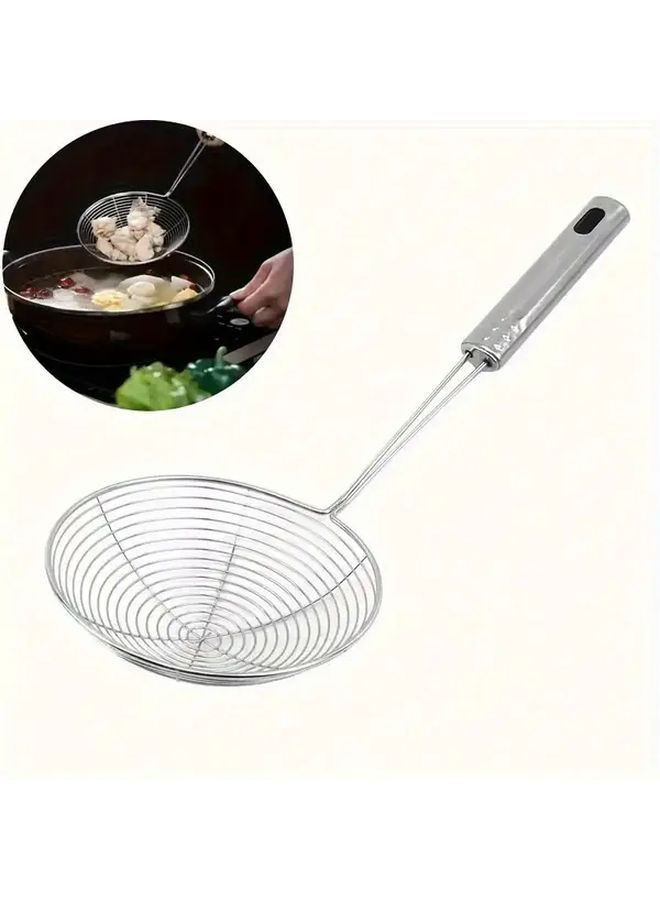 Stainless Steel Skimmer Spoon Durable Thickened Design For Cooking Frying Draining Oil - Image 3
