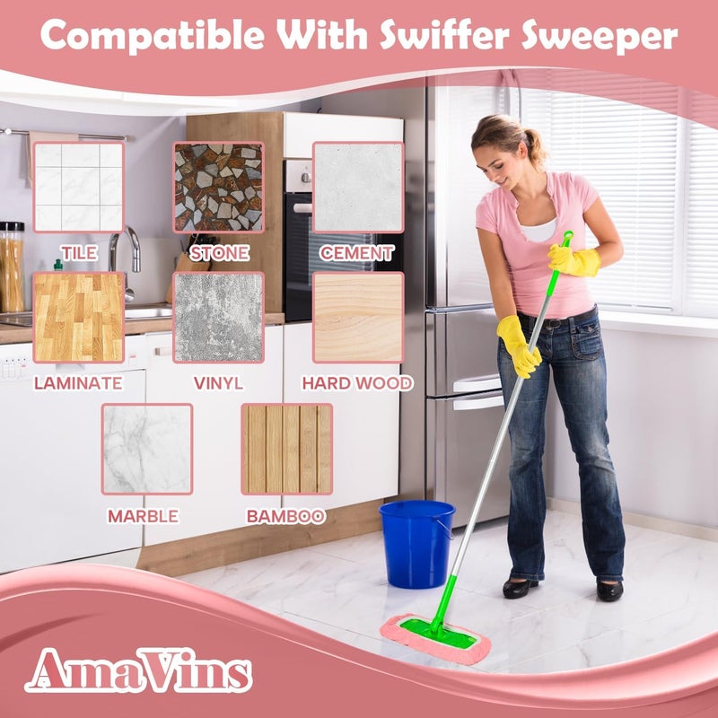 أغطية ممسحة 5 قطع قابلة لإعادة الاستخدام مصنوعة من قطن 100% متوافقة مع ممسحة Swiffer Sweeper، غطاء ممسحة مسطحة للاستخدام الجاف والرطب، أغطية ممسحة قابلة للغسل لتنظيف الأسطح والأرضيات الخشبية (الممسحة غير مشمولة) - Image 4