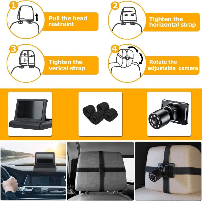 Itomoro Baby Car Mirror, View Infant in Rear Facing Seat with Wide Crystal Clear View,360° Rotation Plug and Play Easy Install baby car monitor 1080p - Image 4