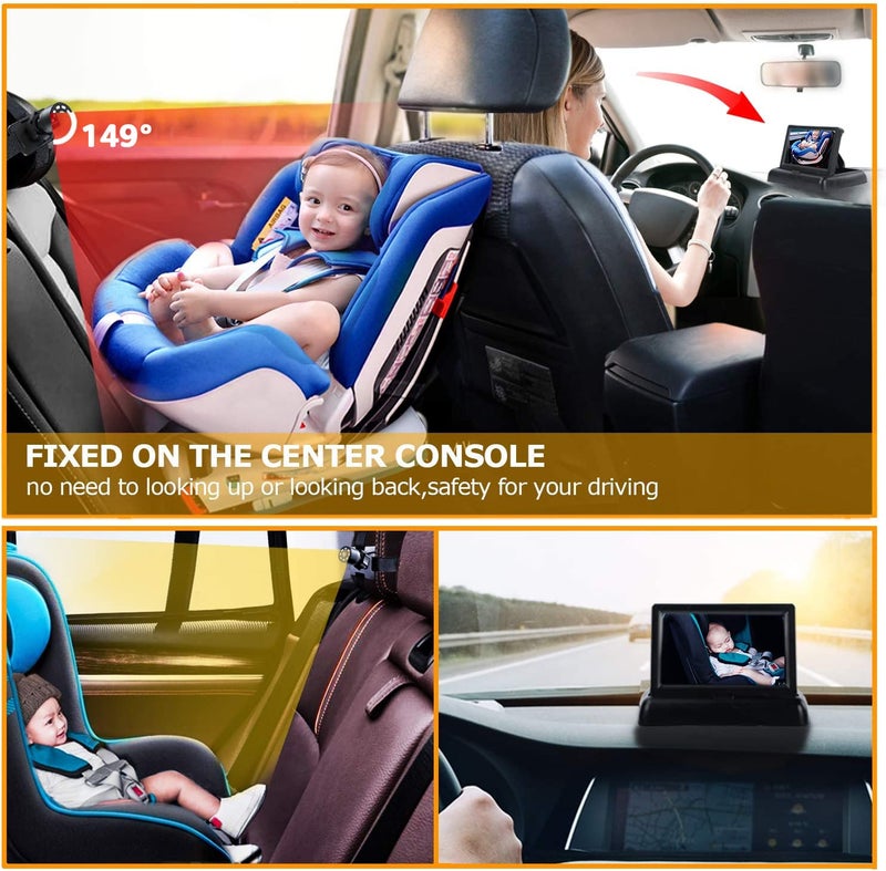 Itomoro Baby Car Mirror, View Infant in Rear Facing Seat with Wide Crystal Clear View,360° Rotation Plug and Play Easy Install baby car monitor 1080p - Image 3