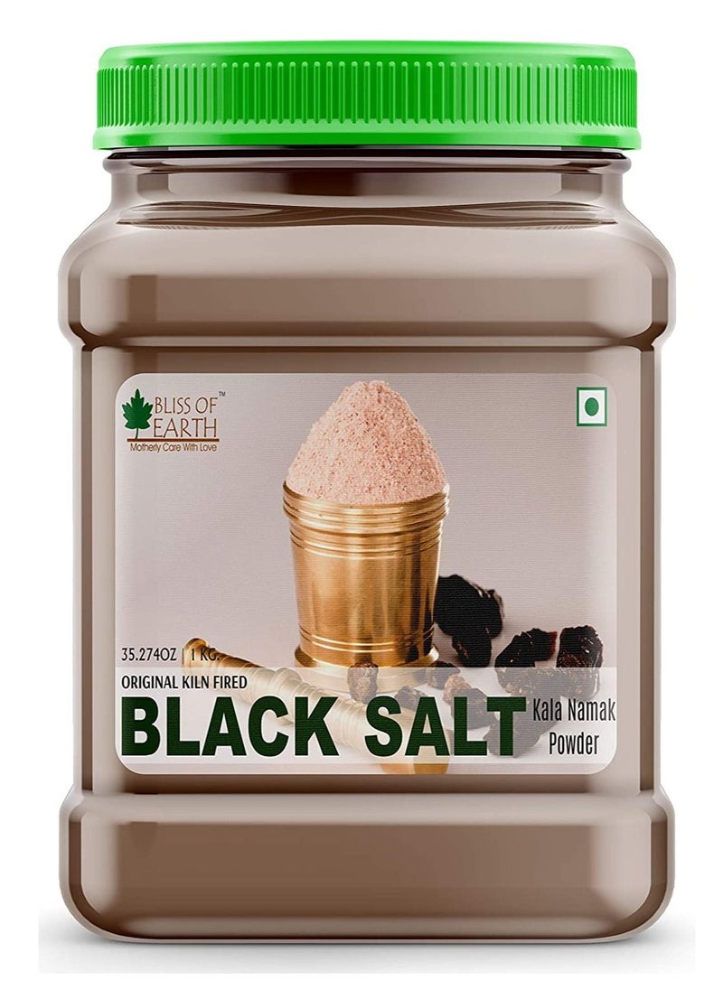 BLISS OF EARTH - Traditional Kiln Fired Black Salt Powder Kala Namak Non Iodized for Weight Loss & Healthy Cooking Natural Substitute of White Salt 1KG - Image 1