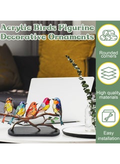 CMGTYYD Stained Glass Birds on Branch Desktop Ornaments,Metal Vivid Craft Desktop Ornaments for Home Office Decor,Bird Series Metal Decorations, Gift for Housewarming Decor and Bird Lover (5 Birds)  - Image 2