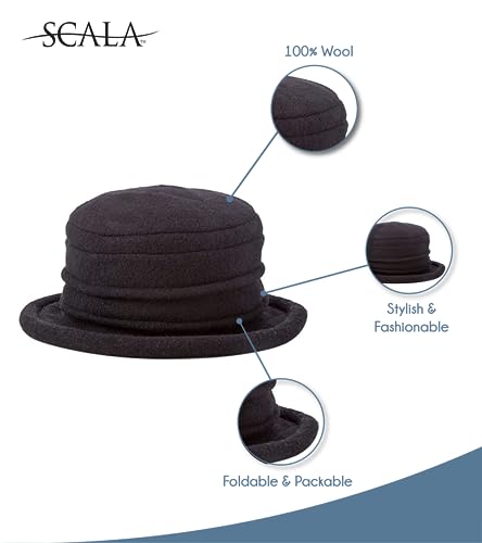 Scala Collezione Women's Boiled 100% Wool Cloche Hat, Black, One Size - Image 3