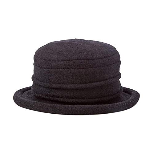 Scala Collezione Women's Boiled 100% Wool Cloche Hat, Black, One Size - Image 1