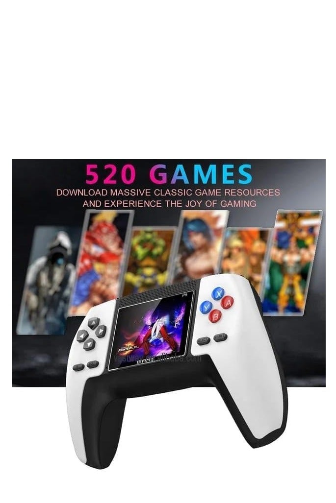 Classic Retro Games Handheld Gamepad Console - 500 Retro Games, TV Support, Rechargeable, White - Image 5