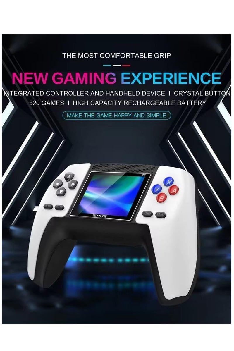 Classic Retro Games Handheld Gamepad Console - 500 Retro Games, TV Support, Rechargeable, White - Image 4