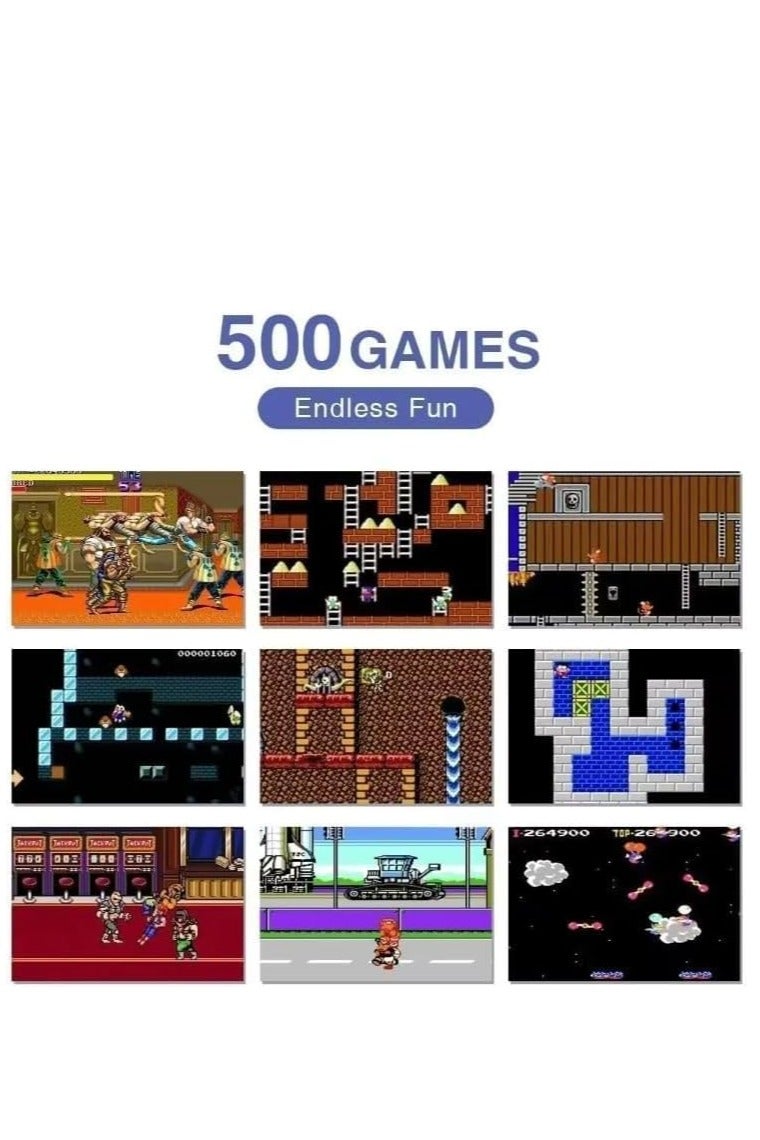 Classic Retro Games Handheld Gamepad Console - 500 Retro Games, TV Support, Rechargeable, White - Image 3