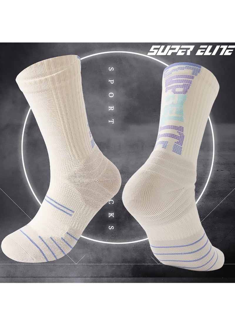 SYOSI Athletic Crew Socks Performance Thick Cushioned Sport Basketball Running Training Compression Socks for Men Basketball Socks Outdoor Athletic Crew Socks Cushioned Sport Long Compression Socks 4 Packs - Image 4