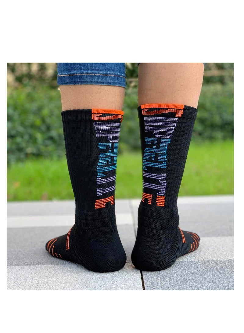 SYOSI Athletic Crew Socks Performance Thick Cushioned Sport Basketball Running Training Compression Socks for Men Basketball Socks Outdoor Athletic Crew Socks Cushioned Sport Long Compression Socks 4 Packs - Image 5