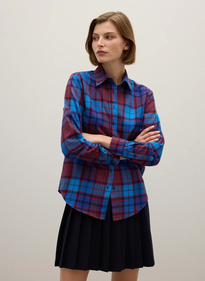 او في اس OVS Multicoloured Check Shirt In Pure Cotton Flannel