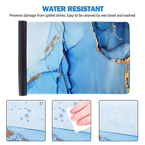 AIMSA Extended Gaming Mouse Pad, XL Large Keyboard Mouse Mat Desk Pad with Stitched Edges, Durable Non-Slip Base Mousepad for Home Office Work, 35x15.7inch,Blue Marble - Image 3
